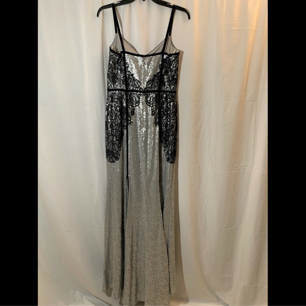 NEW $608 Tadashi Shoji Silver Lace Sequin Gown 6 - Picture 6 of 8